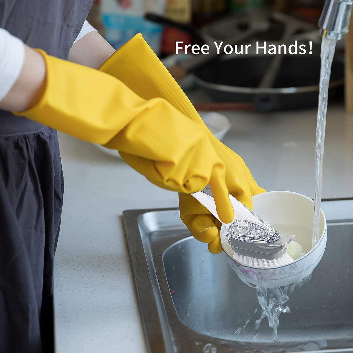 Dish Cleaning Brush with Built-in Liquid Soap Dispenser (1 Pc)