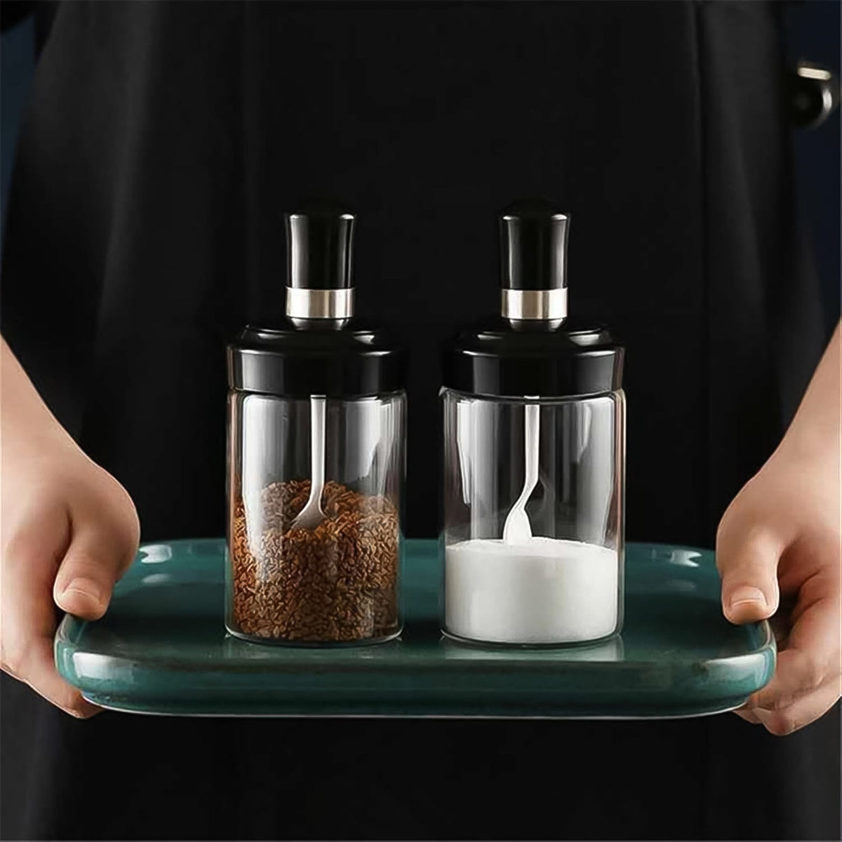 Spice Scoop Integrated Glass Jar