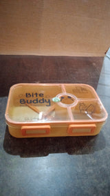 Bite Buddy 4-Compartment Leak-Resistant Plastic Lunch Box with Spoon & Fork