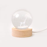 Crystal Ball Night Light Glass Ball Night Lamp with Wood Base