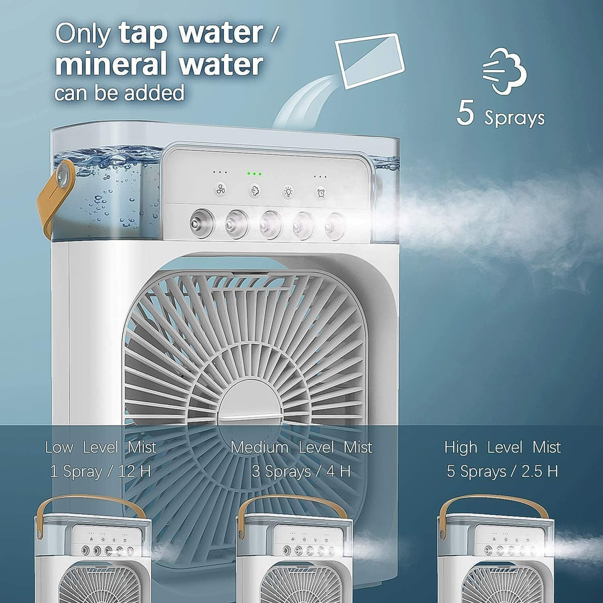 Portable Air Cooler Fan with 7-Color Light – Personal AC Fan