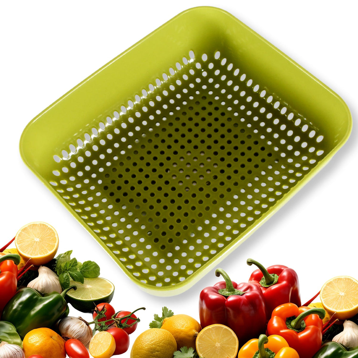 Multipurpose Small Plastic Kitchen Basket, Vegetables and Fruits Washing, (20x17 Cm)
