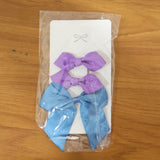 Elegant Satin Ribbon Bow Hair Clips Set (3 Pc)