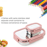 Stainless Steel Leak Proof Air Tight Lunch Boxes (900ML+200ML Approx / 2 Pc Set)