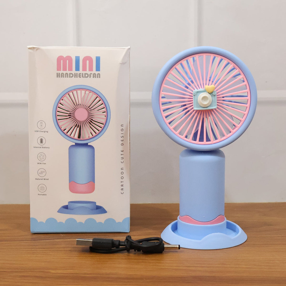 Dual-Use Rechargeable Mini Handheld & Table Fan (1 Pc)