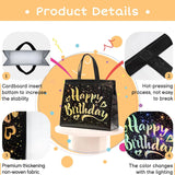 Birthday Gift Bag with Gold Shiny Stars, Reusable Party Gift Bags (1 Pc)