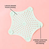 Mint Green Silicone Star Shaped Sink Filter Bathroom Hair Catcher Drain Strainers