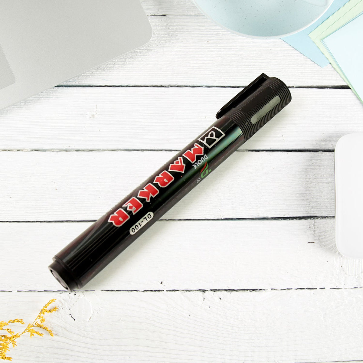 Premium Permanent Black Marker Pen Set (12 Pcs Set)
