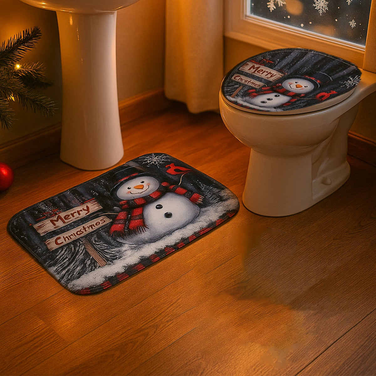 3 in 1 Mix Design Bathroom Mat - (1 Set)