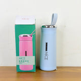 Water bottle 400ml leak proof, glass water bottle with   (1 pc / Light Blue Color)