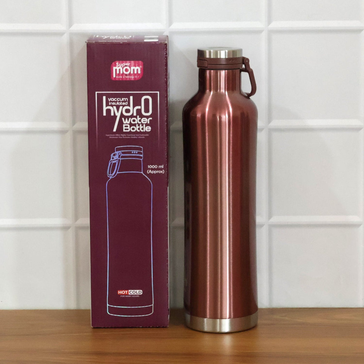Supermom 1000 ML Stainless Steel Insulated Hydro Water Bottle, Vacuum Flask