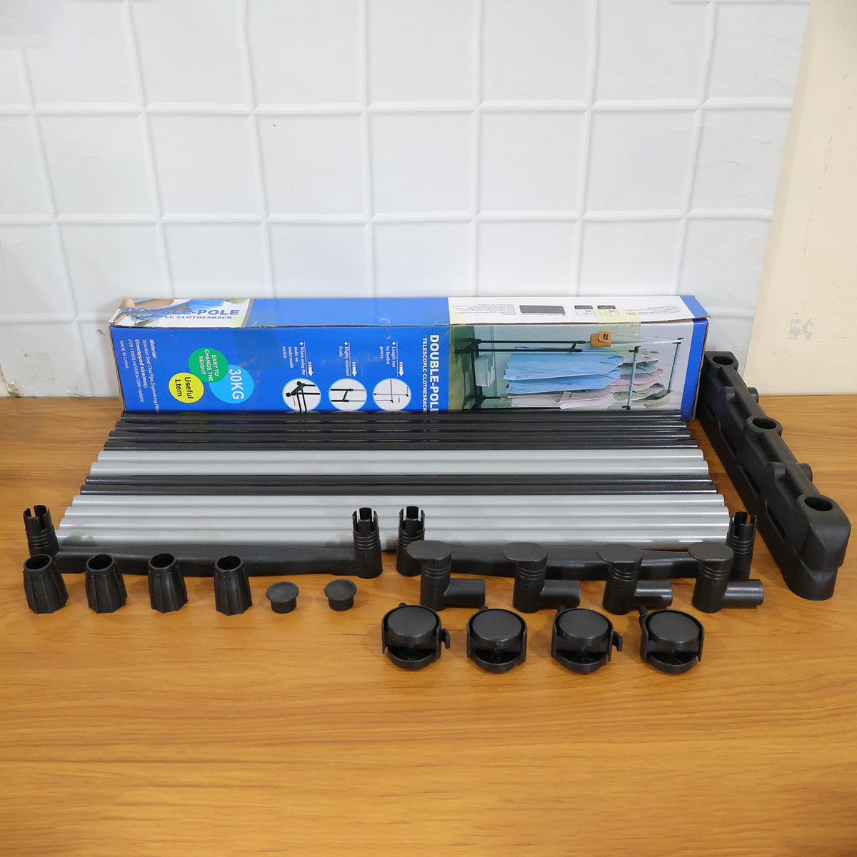 Double Pole Adjustable Garment Stand (1 Set)