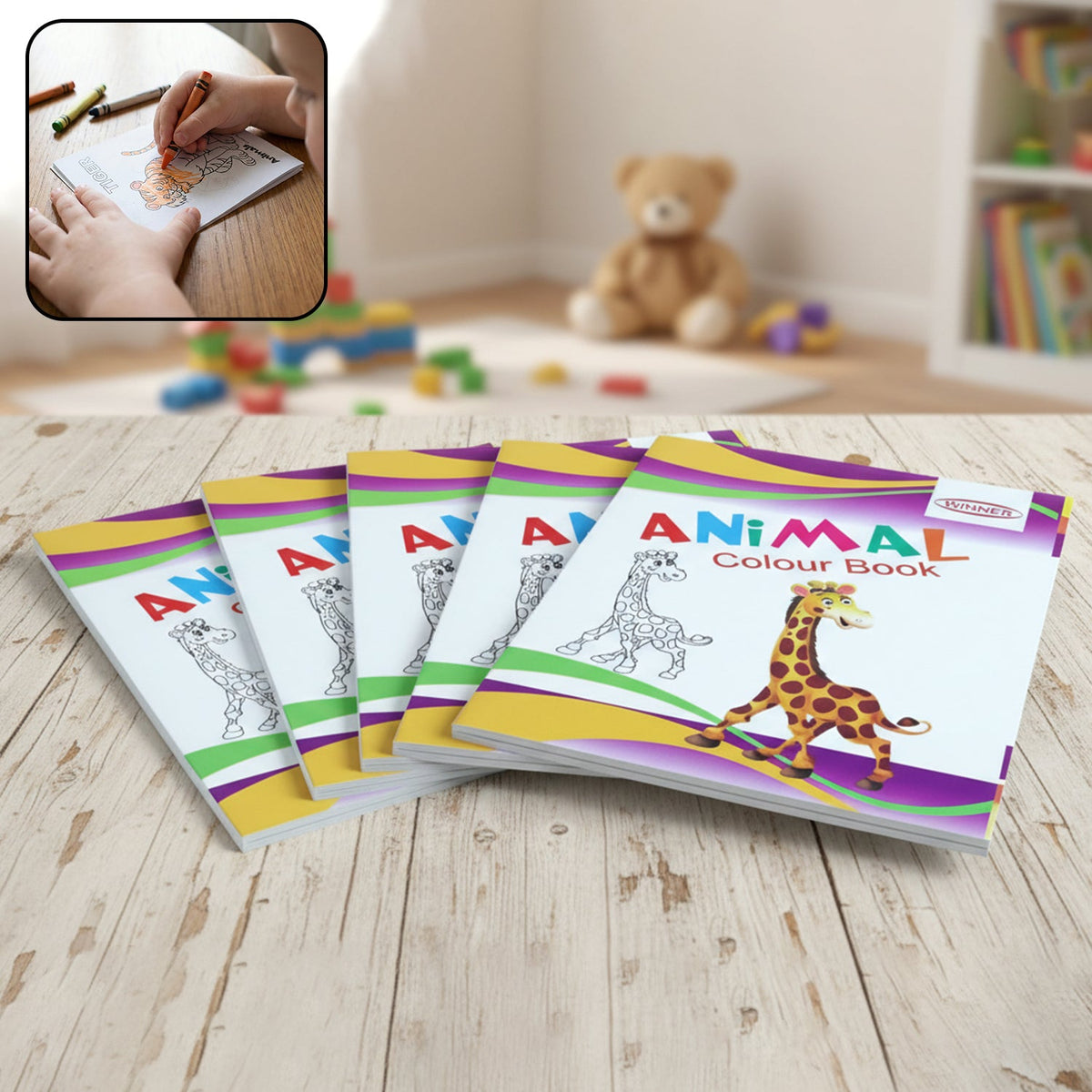 Kids Animal Theme Colouring Book Set ( 5 Pc /  Mix Color Books)