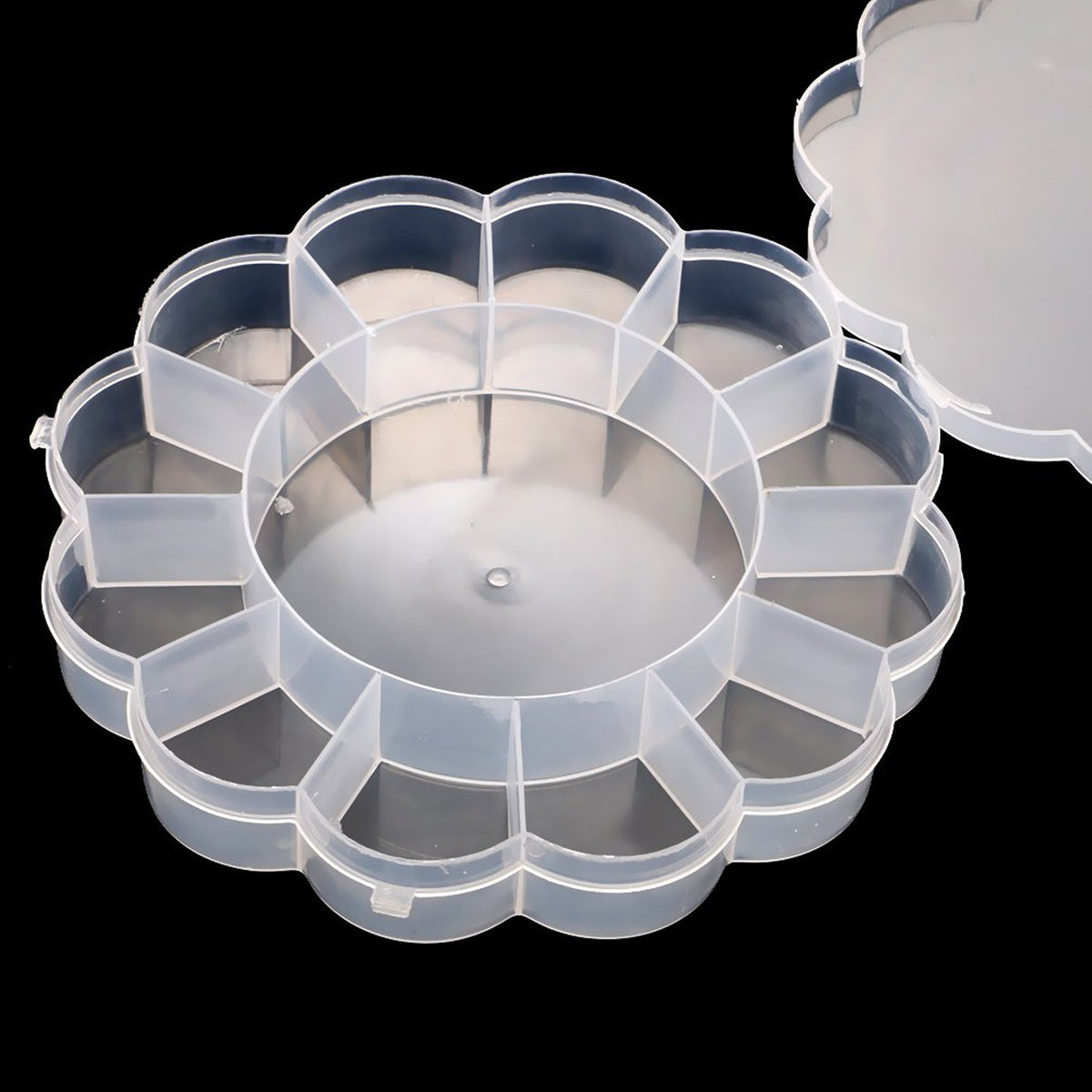 Round Compartment Plastic Storage Box (1 Pc)