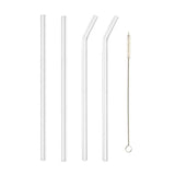 4 Pcs Reusable Glass Straws with 1 Cleaning Brushes