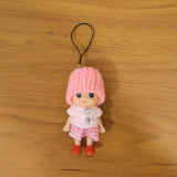 Cute Mini Doll Keychain Soft Knitted Cap Girl Charm Keyring (1 Pc / Mix Color)
