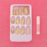 Glitter 3D Floral Press-On Artificial Nail Tips with Nail Glue fake nails (1 Set)