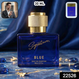 Signature blue perfume bottle packaging design