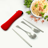 Picnic Dinner Spoon Fork Chopsticks Cutlery Set High Quality Tableware 4 Pc 1 Set