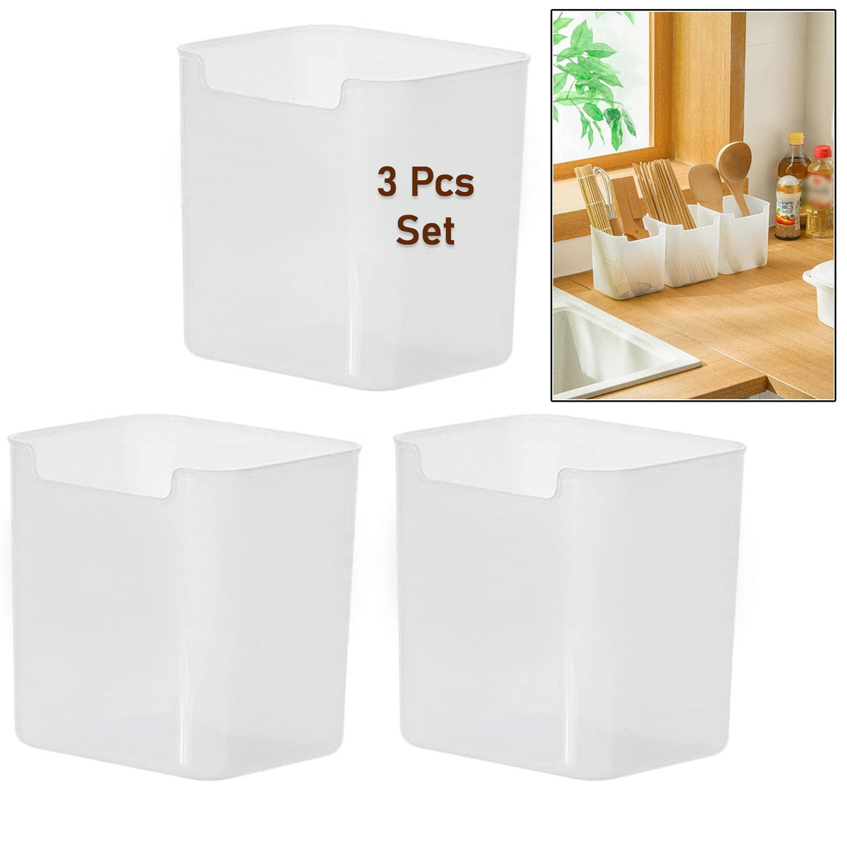3 Pcs Clear Plastic Organizer Versatile Drawer Tray for Desk Makeup Bathroom Kitchen