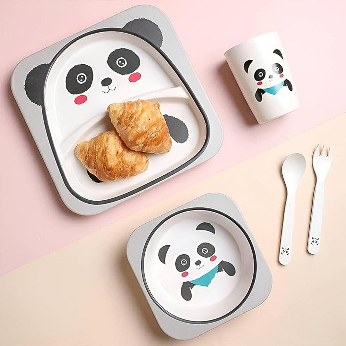 Eco-Friendly Panda-Themed Kids Dinnerware Set (5 Pc)