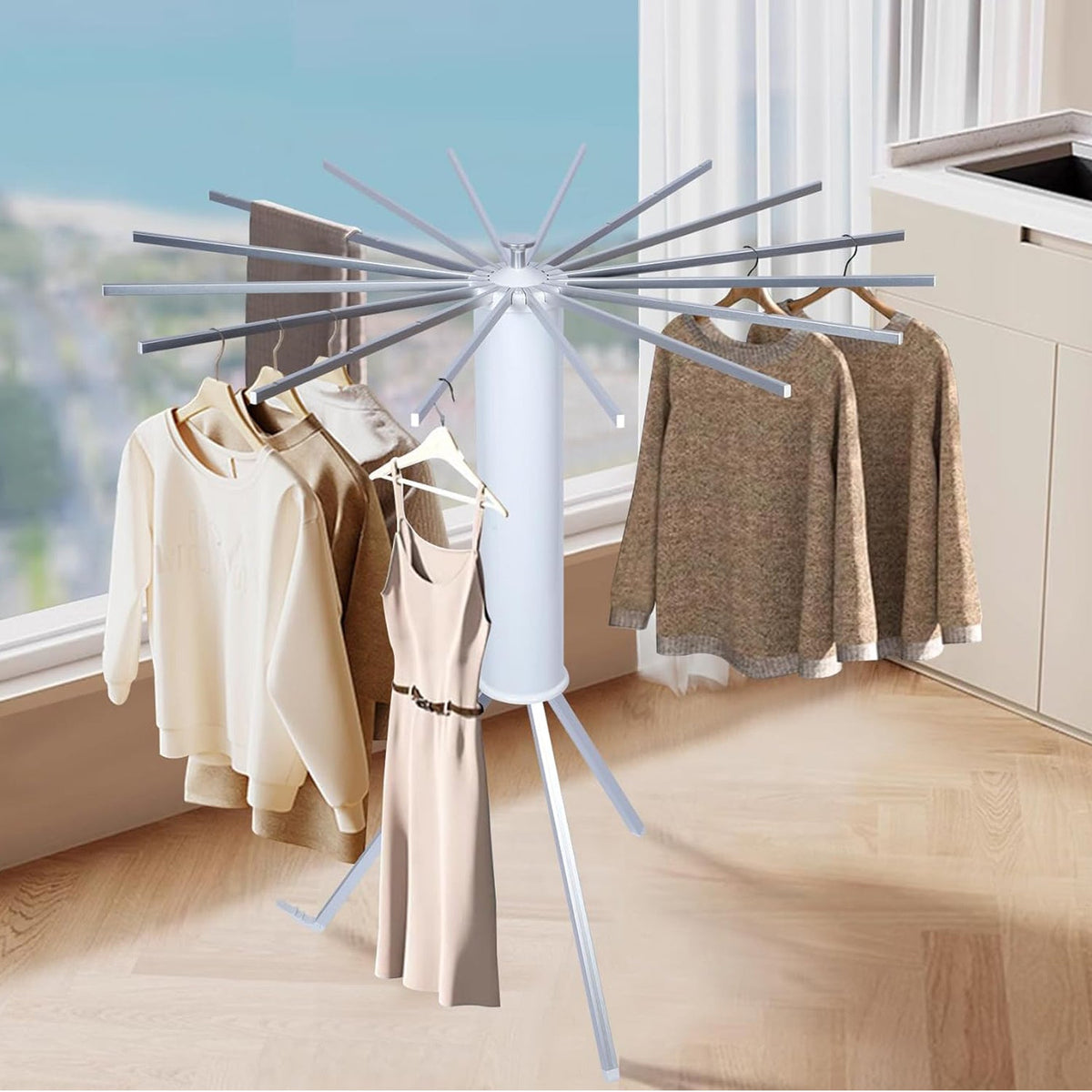 multi arm clothes drying rack,