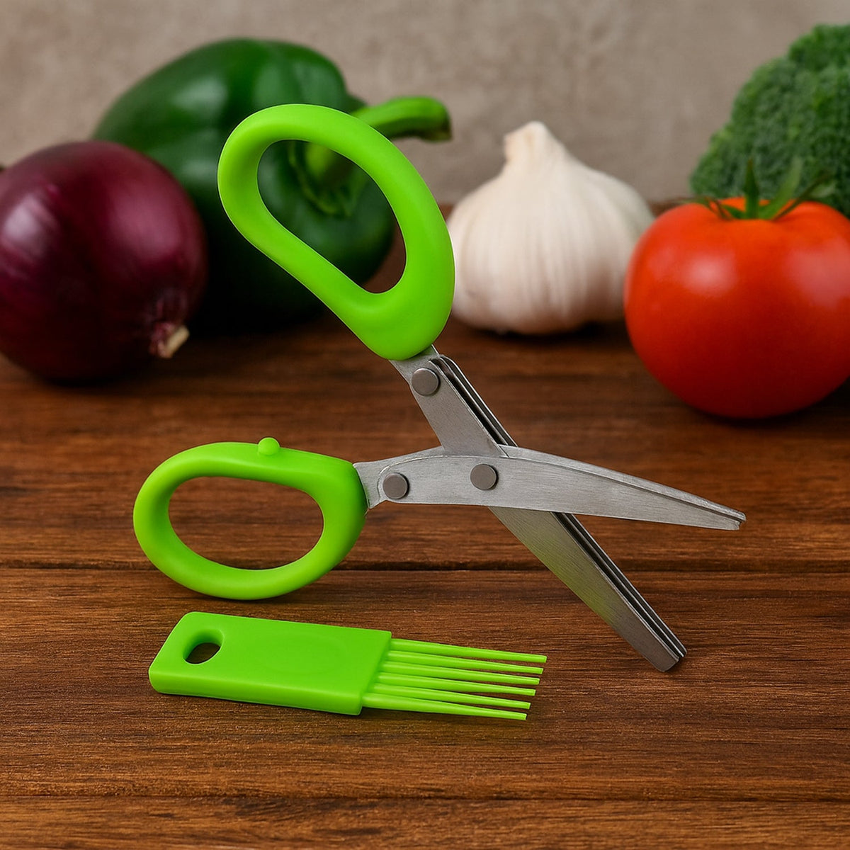 Premium 3-Blade Multipurpose Kitchen Scissors with Cleaning Comb