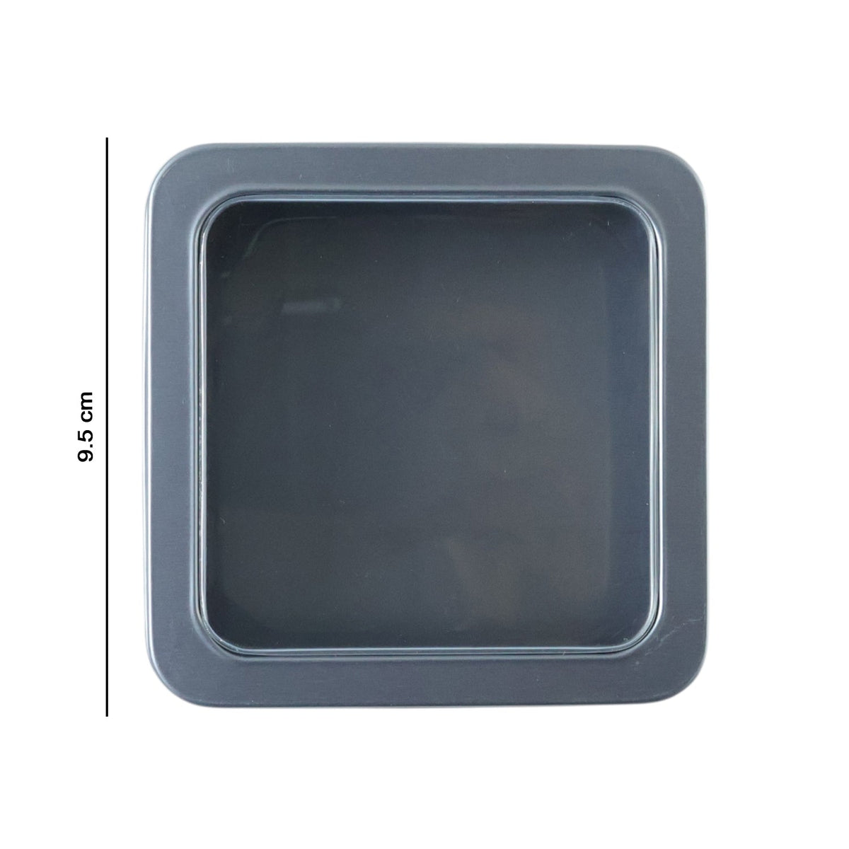 Square Metal Storage Tin Box with Transparent Window Lid (1 Pc, 9.5 x 9.5 Cm)
