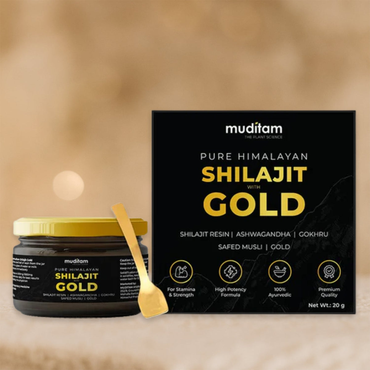 Himalayan Shilajit Gold Resin – 20g | Helps improve Stamina | Contains Gold