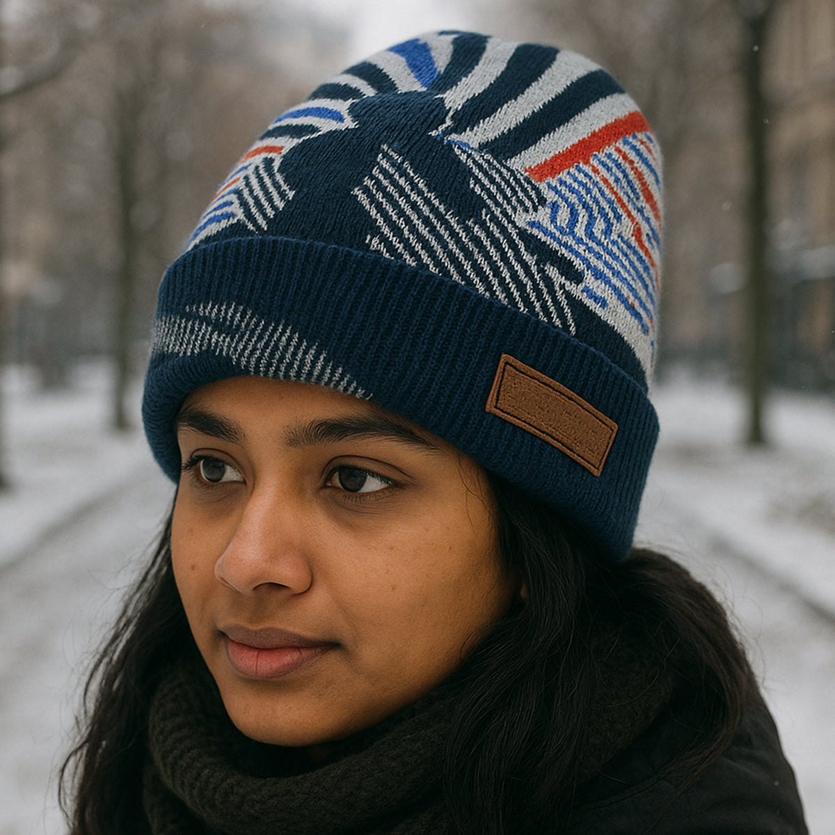 Cap for Winter Woolen Knitted Black Inside Fur Caps (1 Pc / Mix Design & Color)