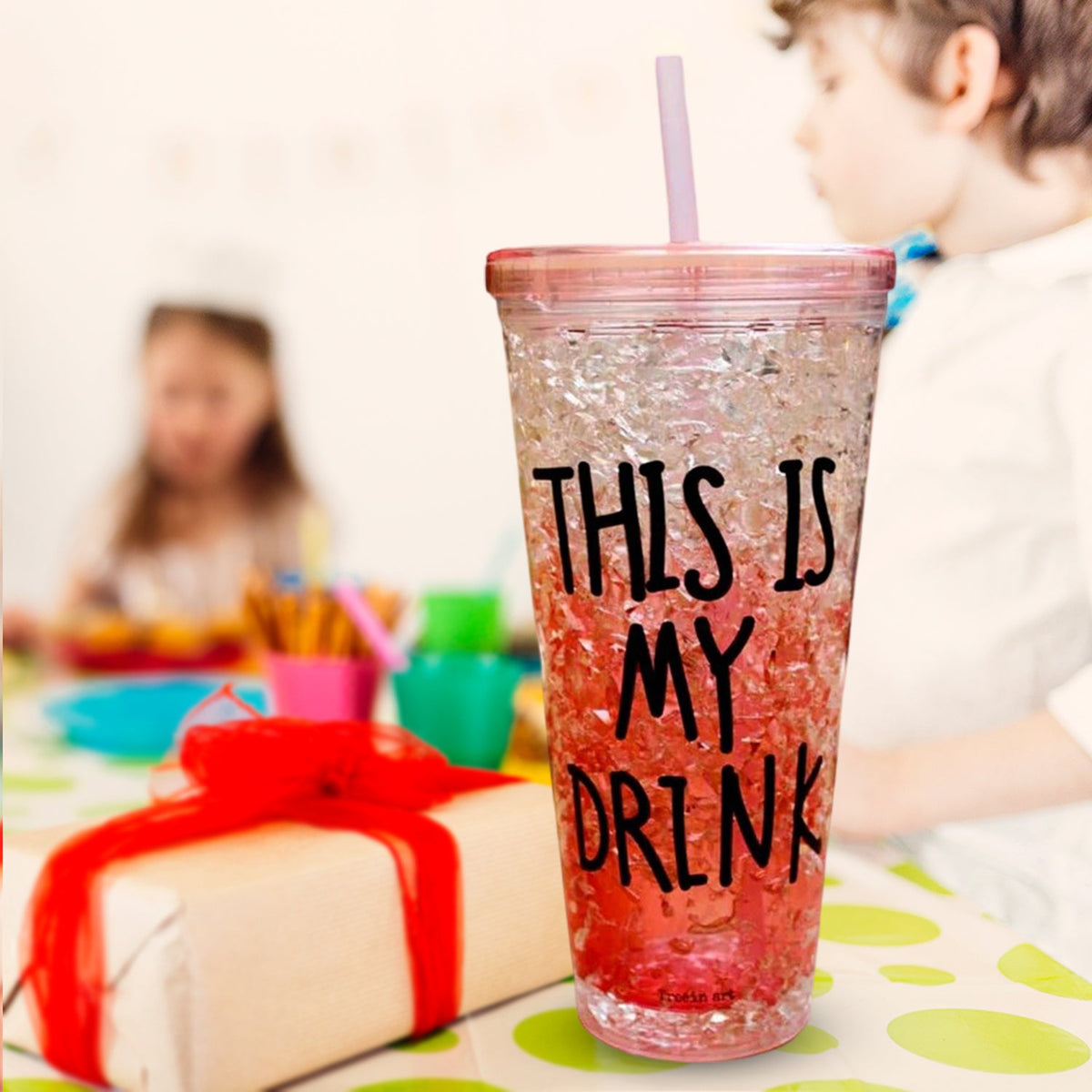 Plastic Creative Cold Drink Cup,  Double Wall Plastic Drinking Sport Bottle