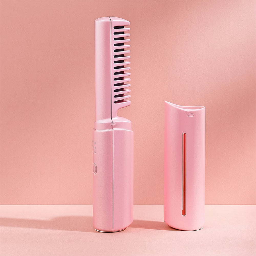 Rechargeable Mini Hair Straightener,  Three Temperature Adjustments Flat Iron Comb (1 Pc)