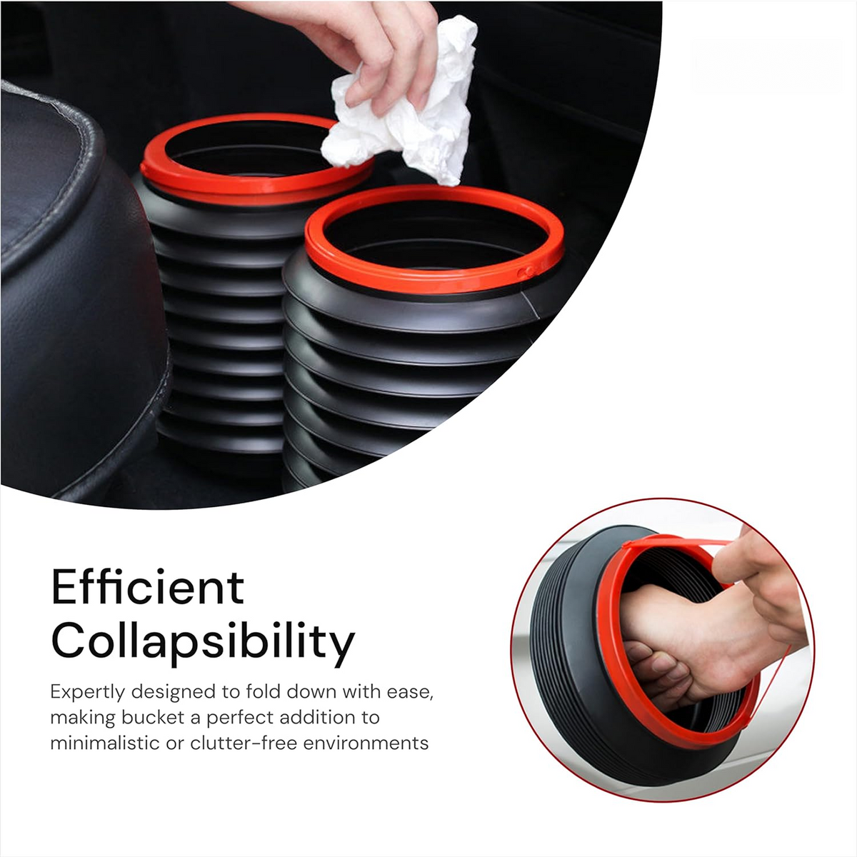 Foldable Storage Bucket , Water Container & Dustbin Multiuse Bucket For Home , Car & Kitchen Use Bucket