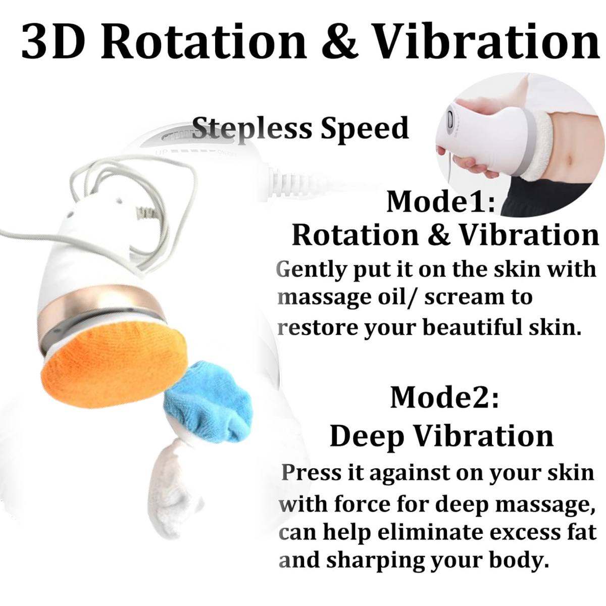 Body Sculpting Massager with 3 Pads – Adjustable Speed Handheld Body Massager