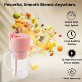 Portable Crusher Juicer With Handle & Straw, USB Rechargeable Multi Blades (420 ML)