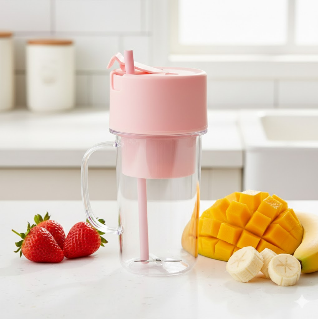 Portable Crusher Juicer With Handle & Straw, USB Rechargeable Multi Blades (420 ML)