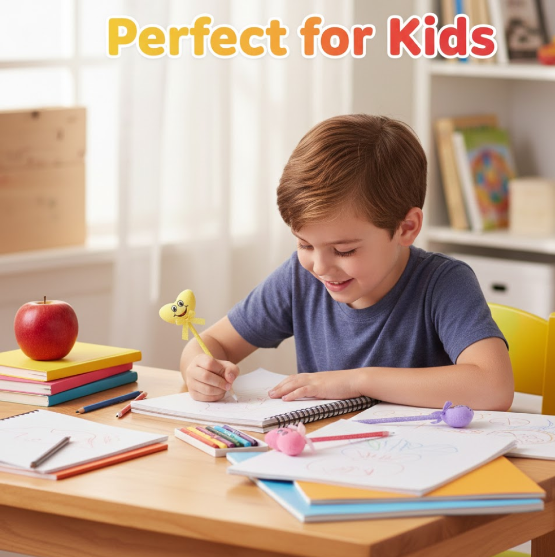 Cute Cartoon Shape & Heart Design Facy Writting Pen Attached Rattle | Ball Pen Smooth Writing For Wedding , Events & Multiuse Pen  Best Pen l Use for Kids (12 Pcs Set Mix Design & Color)