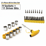 21 pcs T shape screwdriver set Batch Head Ratchet Pawl Socket Spanner hand tools