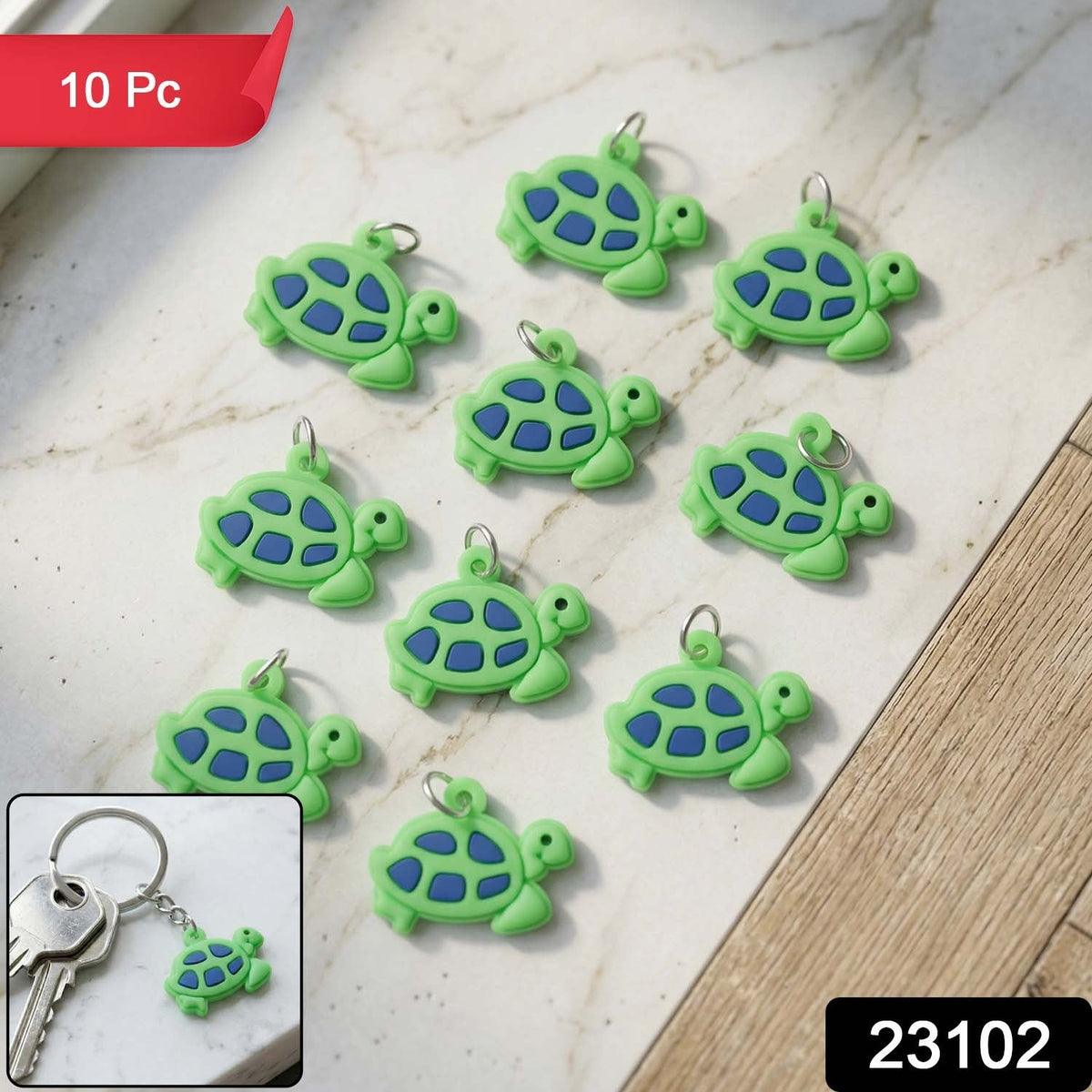 Cute Turtle Shape Bag Charm Keychain Set (10 Pc)