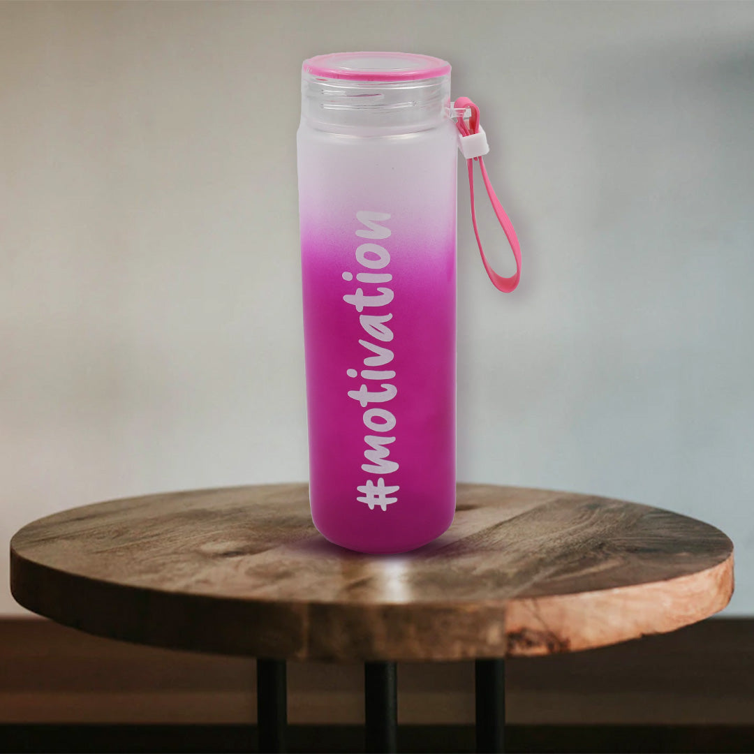 Motivational Glass Water Bottle Colorful portable Water Glass Bottle (350 ML)