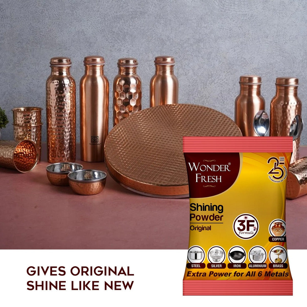 Shining Powder Cleans Polishes Copper Brass Silver Aluminum Iron Steel Removes 200 GM