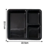 Plastic 3-Compartment Meal Serving Tray – Rectangular Dining Plate (1 Pc / Black)
