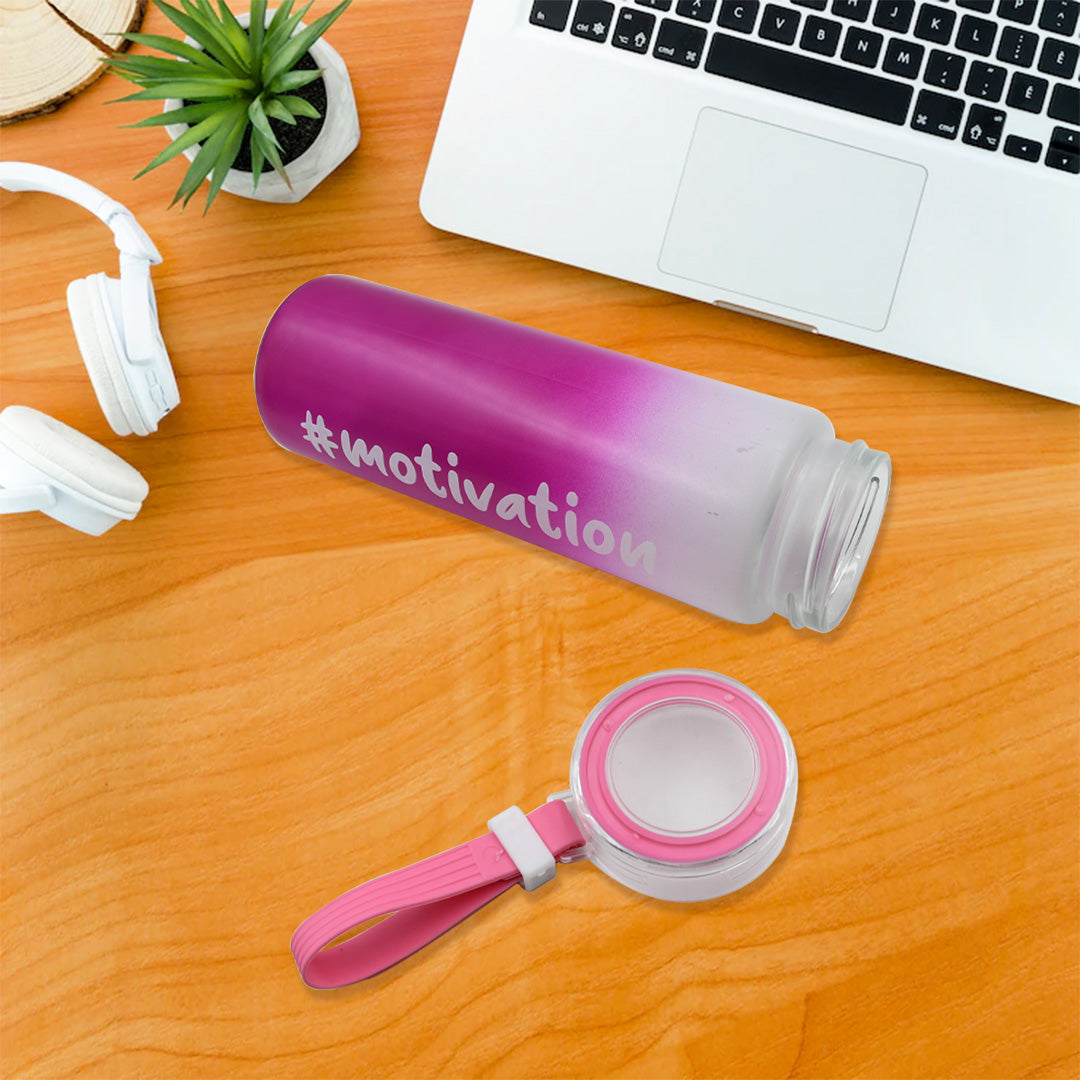 Motivational Glass Water Bottle Colorful portable Water Glass Bottle (350 ML)