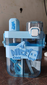 2in1 Dual Compartment Water Bottle with Straw & Adjustable Shoulder Straps (1 Pc/Multi color)