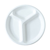 Vegnar 10 Inch 3-Compartment Round Compostable Bagasse Plate (10 Pc)