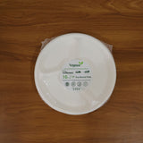 Vegnar 10 Inch 3-Compartment Round Compostable Bagasse Plate (10 Pc)