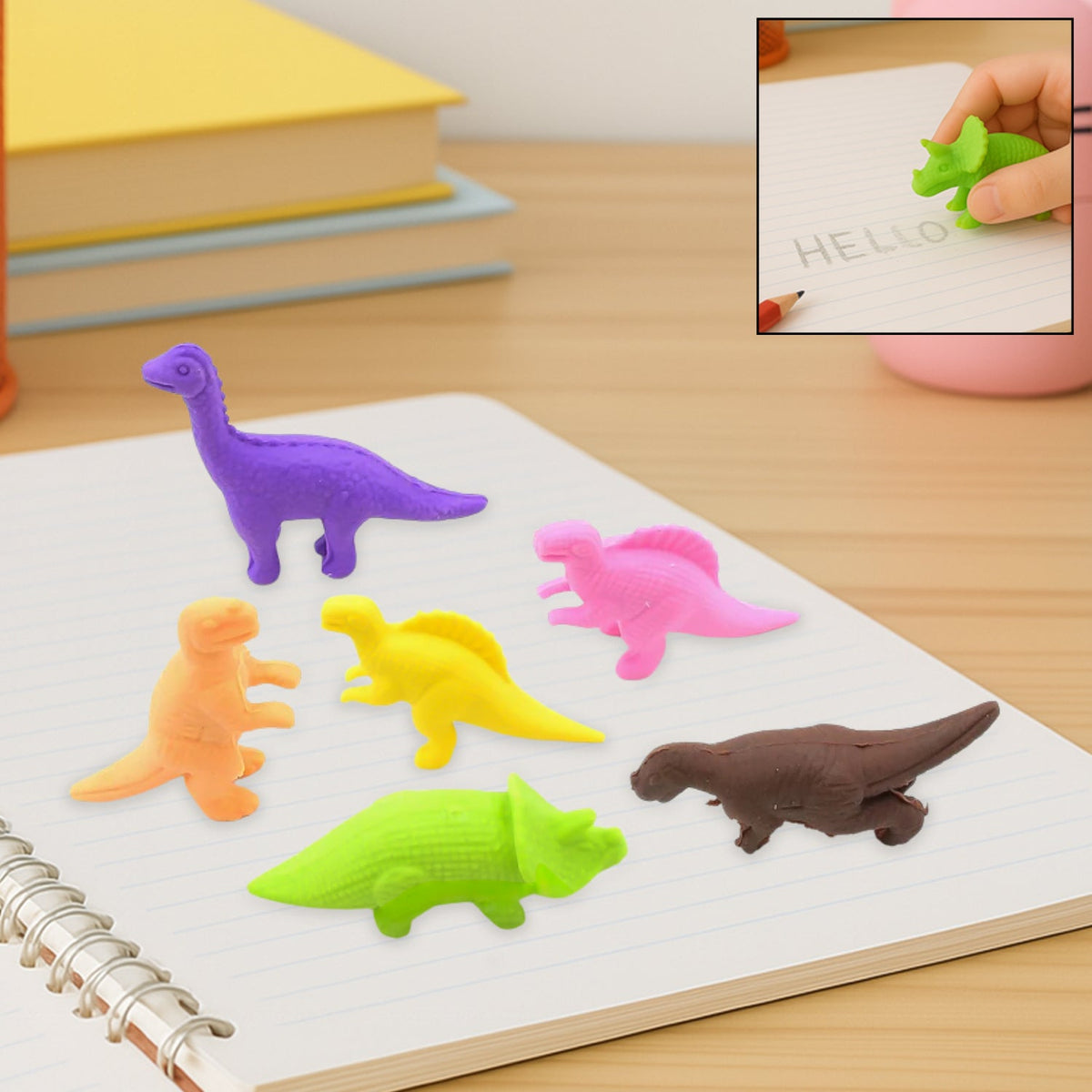 Dinosaur Shaped Erasers, 3D Puzzle Erasers (6 Pcs Set)