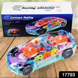Rotating Transparent Gear Concept Car with Musical and 3D Flashing Lights Toy