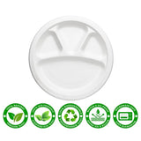 Vegnar 4 Compartment Disposable Food Serving Plate Set (10 Pc)
