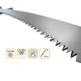 Sharpened steel saw with plastic cover